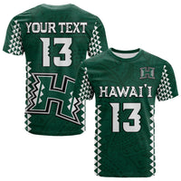 (Custom Text and Number) Hawaii Football T Shirt Kakau Warrior Be Stronger LT13 Green - Polynesian Pride