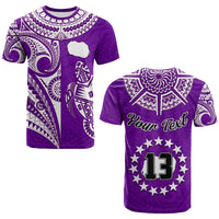 (Custom Text and Number) Rarotonga Cook Islands T Shirt Turtle and Map Style Purple LT13 Purple - Polynesian Pride