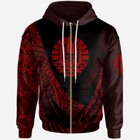 Tahiti Zip Hoodie Red Polynesian Patterns Sport Style Unisex Black - Polynesian Pride