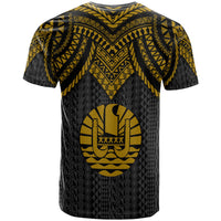 Tahiti T Shirt Polynesian Armor Style Gold - Polynesian Pride