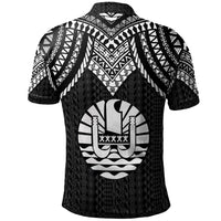 Tahiti Custom Polo Shirt Polynesian Armor Style Black - Polynesian Pride
