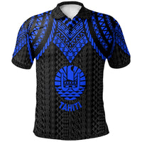Tahiti Polo Shirt Polynesian Armor Style Blue Unisex Blue - Polynesian Pride