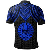 Tahiti Custom Polo Shirt Polynesian Armor Style Blue - Polynesian Pride
