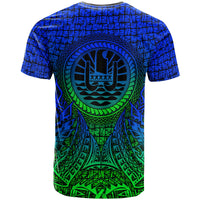 Tahiti T Shirt Circle Pattern Blue - Polynesian Pride