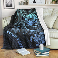 Tahiti Custom Personalised Premium Blanket - Blue Turtle White - Polynesian Pride