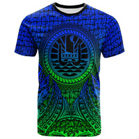 Tahiti T Shirt Circle Pattern Blue Unisex Blue - Polynesian Pride