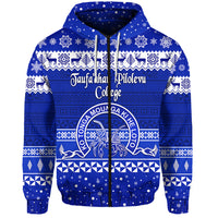 Custom Taufaahau Pilolevu College Christmas Zip Hoodie Simple Style LT8 - Polynesian Pride