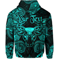 Custom Taurus Zodiac Polynesian Zip Hoodie Unique Style Turquoise LT8 - Polynesian Pride