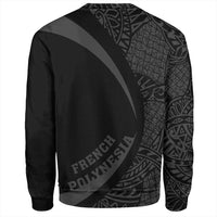 French Polynesia Sweatshirt Coat Of Arm Lauhala Gray Circle - Polynesian Pride