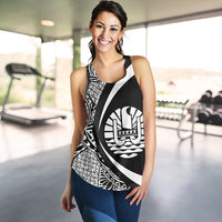 French Polynesia Women Tank Coat Of Arm Lauhala White Circle - Polynesian Pride