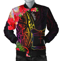 Tokelau Men's Bomber Jacket - Tropical Hippie Style Black - Polynesian Pride