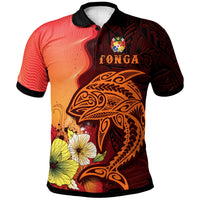 Tonga Custom Polo Shirt Tribal Tuna Fish Unisex Orange - Polynesian Pride