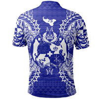 Tonga Polo Shirt Tongan Coat Of Arms Map Polynesian Tattoo Blue - Polynesian Pride