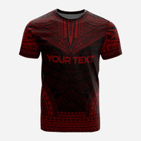 Tonga Custom T Shirt Tonga Coat of Arms Polynesian Chief Tattoo Red Version - Polynesian Pride