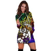 Tonga Women Hoodie Dress - Rainbow Polynesian Pattern - Polynesian Pride