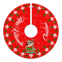 Hawaiian Santa Claus Mele Kalikimaka Tree Skirt - Red - Farah Style - AH - Polynesian Pride