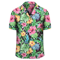Tropical Hibiscus Banana Leafs Hawaiian Shirt - Polynesian Pride