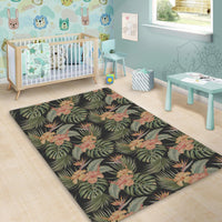 Tropical Hibiscus Monstera Leaf Area Rug - AH - Polynesian Pride