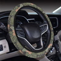 Tropical Hibiscus Monstera Leaf Hawaii Universal Steering Wheel Cover with Elastic Edge - Polynesian Pride