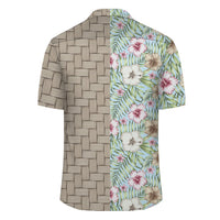 Tropical Hibiscus Palm Leaves Lauhala Moiety Hawaiian Shirt - Polynesian Pride
