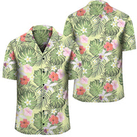 Tropical Hibiscus Plumeria Green Hawaiian Shirt Unisex Black - Polynesian Pride