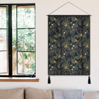 Tropical Leaves And Flowers In The Night Style Hanging Poster - AH Hanging Poster 50 x 75 cm Cotton And Linen - Polynesian Pride