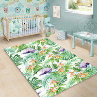 Tropical Orange Orchids Strelitzia Monstera Area Rug - AH - Polynesian Pride