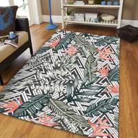 Tropical Palm Leaves And Flowers Area Rug - AH - Polynesian Pride