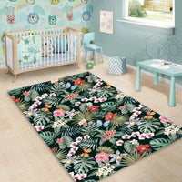 Tropical Plumeria Pattern With Palm Leaves Area Rug - AH - Polynesian Pride