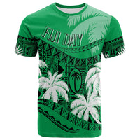Custom Fiji Day T Shirt Flying Fijians Masi Kesa Style Green LT7 Green - Polynesian Pride
