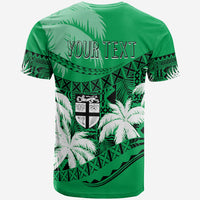 Custom Fiji Day T Shirt Flying Fijians Masi Kesa Style Green LT7 - Polynesian Pride