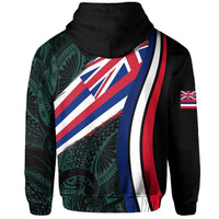 Hawaii Flag Polynesian Hoodie Zip Turquoise Ten Style - Polynesian Pride