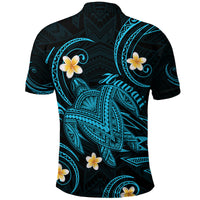 Hawaii Polo Shirt Hawaiian Turtle Plumeria Mixed Polynesian Turquoise Style LT9 - Polynesian Pride
