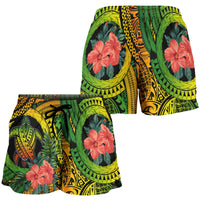 Polynesian Turtle Women Short Circle Turtle Hibiscus Reggae LT9 - Polynesian Pride