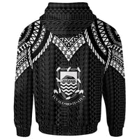 Tuvalu Zip up Hoodie Polynesian Armor Style Black - Polynesian Pride