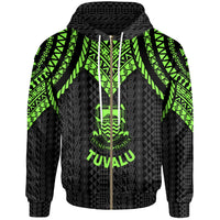 Tuvalu Zip up Hoodie Polynesian Armor Style Green Unisex Green - Polynesian Pride