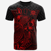Tuvalu T Shirt Tuvaluan Coat of Arms Turtle Hibiscus Red Unisex Red - Polynesian Pride