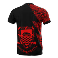 Tuvalu Custom T Shirt Polynesian Pattern Red Style - Polynesian Pride