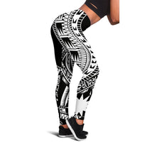 Nauru Women Leggings Polynesian Pattern Black Black - Polynesian Pride