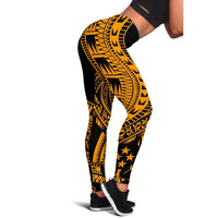 Kosrae Women Leggings Polynesian Pattern Gold Gold - Polynesian Pride