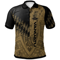 Vanuatu Polo Shirt Gold Color Symmetry Style Unisex Black - Polynesian Pride