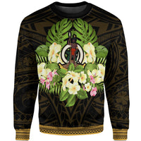 Vanuatu Sweatshirt - Polynesian Gold Patterns Collection Unisex Black - Polynesian Pride