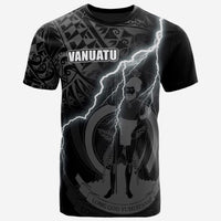 Vanuatu T Shirt Vanuatuan Coat of Arms Lighting Thunder Unisex Black - Polynesian Pride