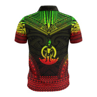 Vanuatu Custom Polo Shirt Vanuatuan Coat Of Arms Polynesian Chief Tattoo Reggae Version - Polynesian Pride