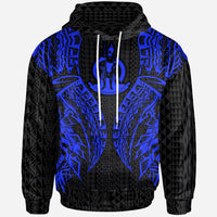 Vanuatu Hoodie Polynesian Lion Head Blue Style Unisex Blue - Polynesian Pride