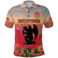 Custom Federated States of Micronesia Veterans Day Polo Shirt Angel Wing LT9 Red - Polynesian Pride