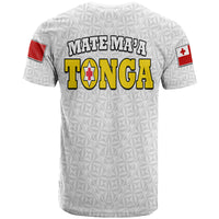 Mate Maa Tonga Rugby T Shirt Tongan Kupesi White Style LT9 - Polynesian Pride