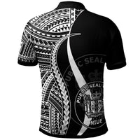 Niue Polo Shirt White Polynesian Tentacle Tribal Pattern - Polynesian Pride