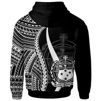Samoa Custom Zip up Hoodie White Tentacle Tribal Pattern - Polynesian Pride