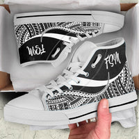 Federated States of Micronesia High Top Shoes White - Polynesian Tentacle Tribal Pattern - Polynesian Pride
